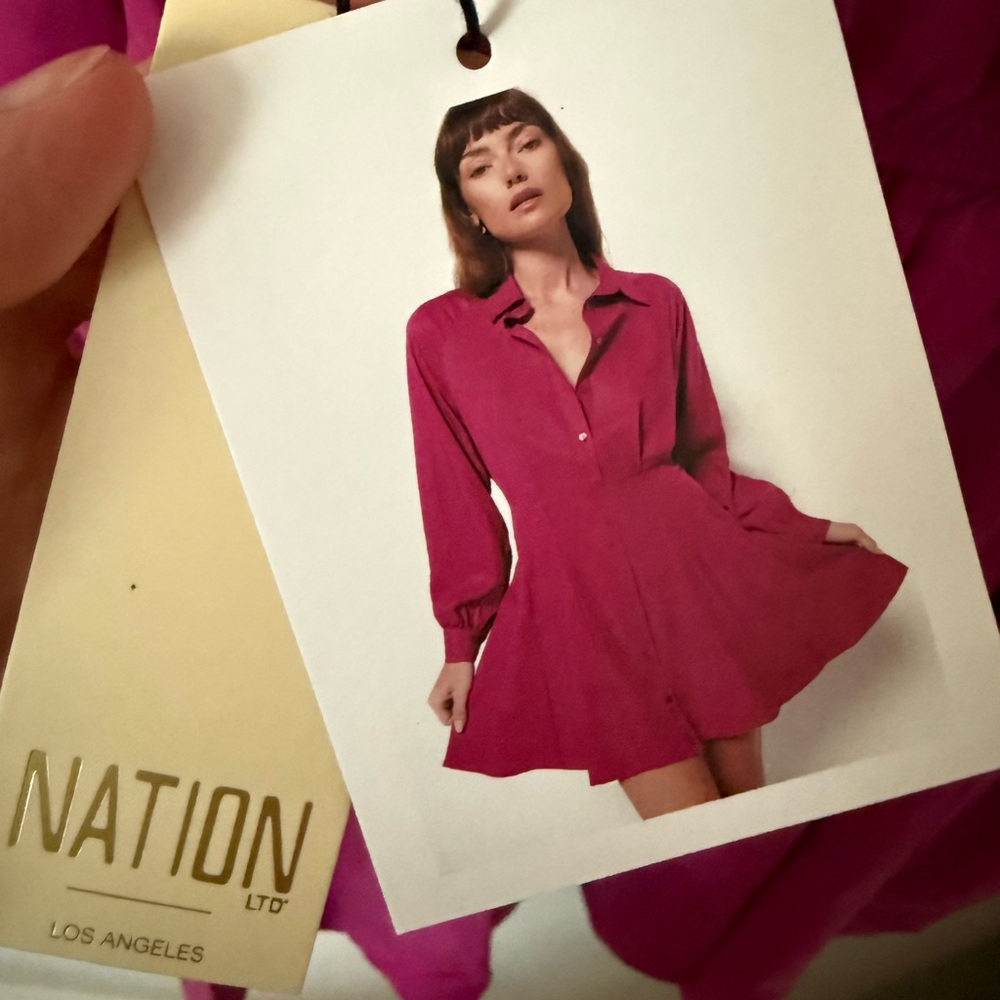 Nation LTD Magenta Button up Mini Dress